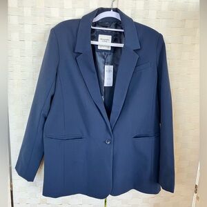 Abercrombie & Fitch Women's Dark Navy Single-Button Blazer